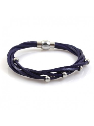 Bracciale in pelle a tre fili viola