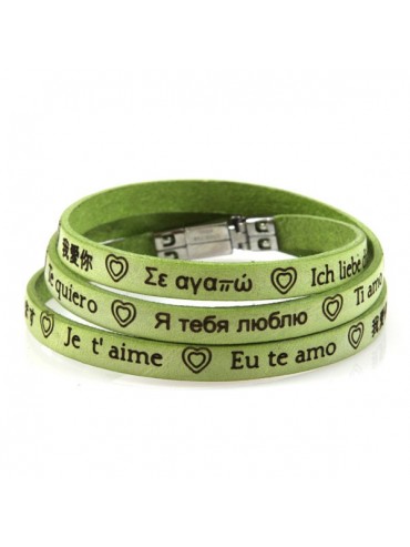 Bracciale ti amo in tutte le lingue del mondo in pelle - bcc0968