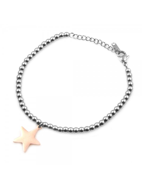 Bracciale donna in acciaio con ciondolo stella stellina bcc0033